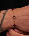 Premium Bordo Yonca Bileklik (Gold Renk)