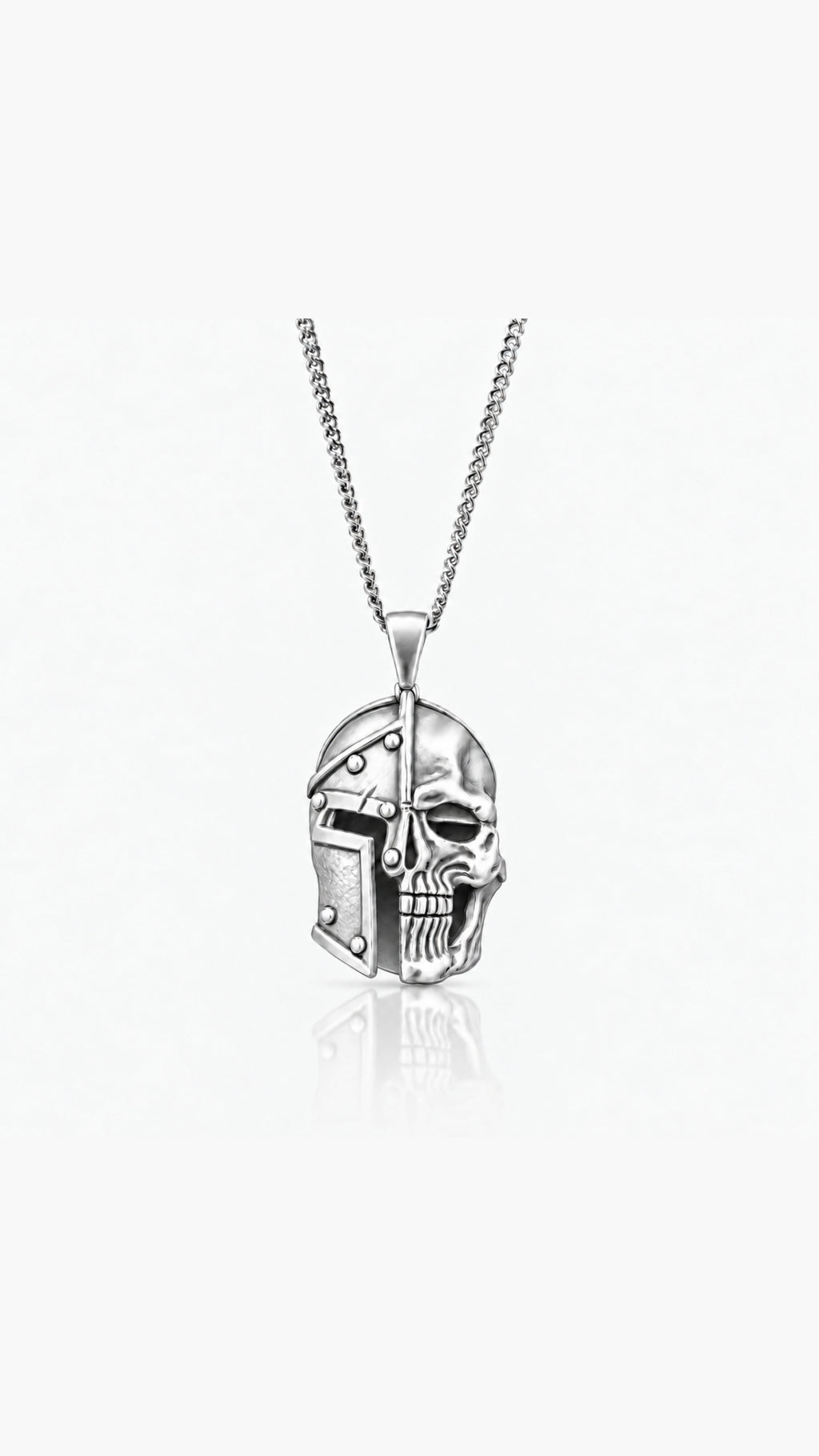 925 Ayar Gümüş - Skull helmet Kolye