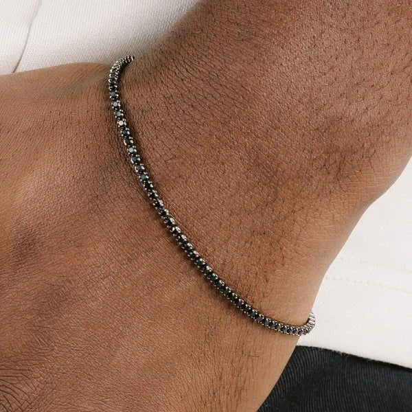 925 Sterling Silver - Black Tennis