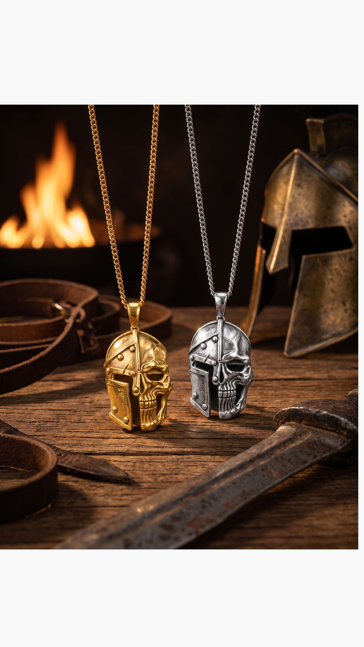 925 Ayar Gümüş - Skull helmet Kolye