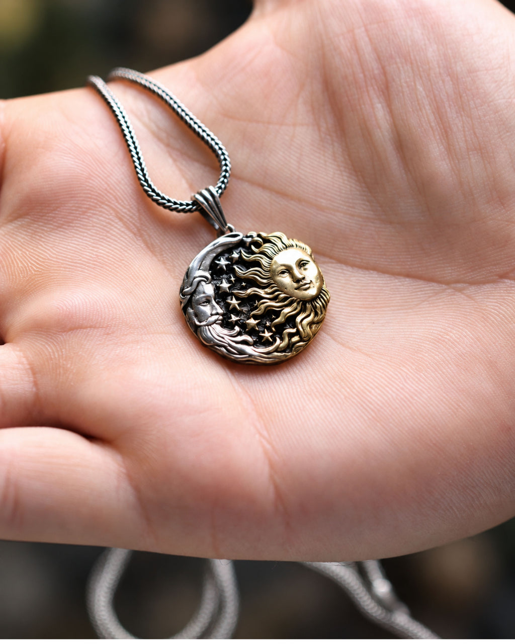 925 Ayar Gümüş - sun and moon madalyon