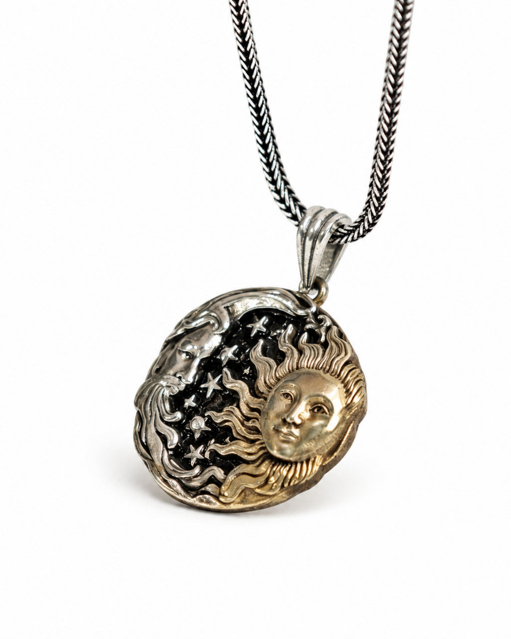 925 Ayar Gümüş - sun and moon madalyon