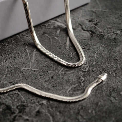 925 Ayar Gümüş - 4 mm Class Snake Bileklik