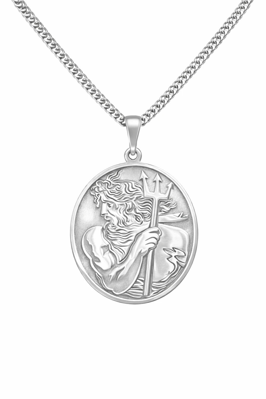 925 Sterling Silver - Poseidon Medallion Necklace