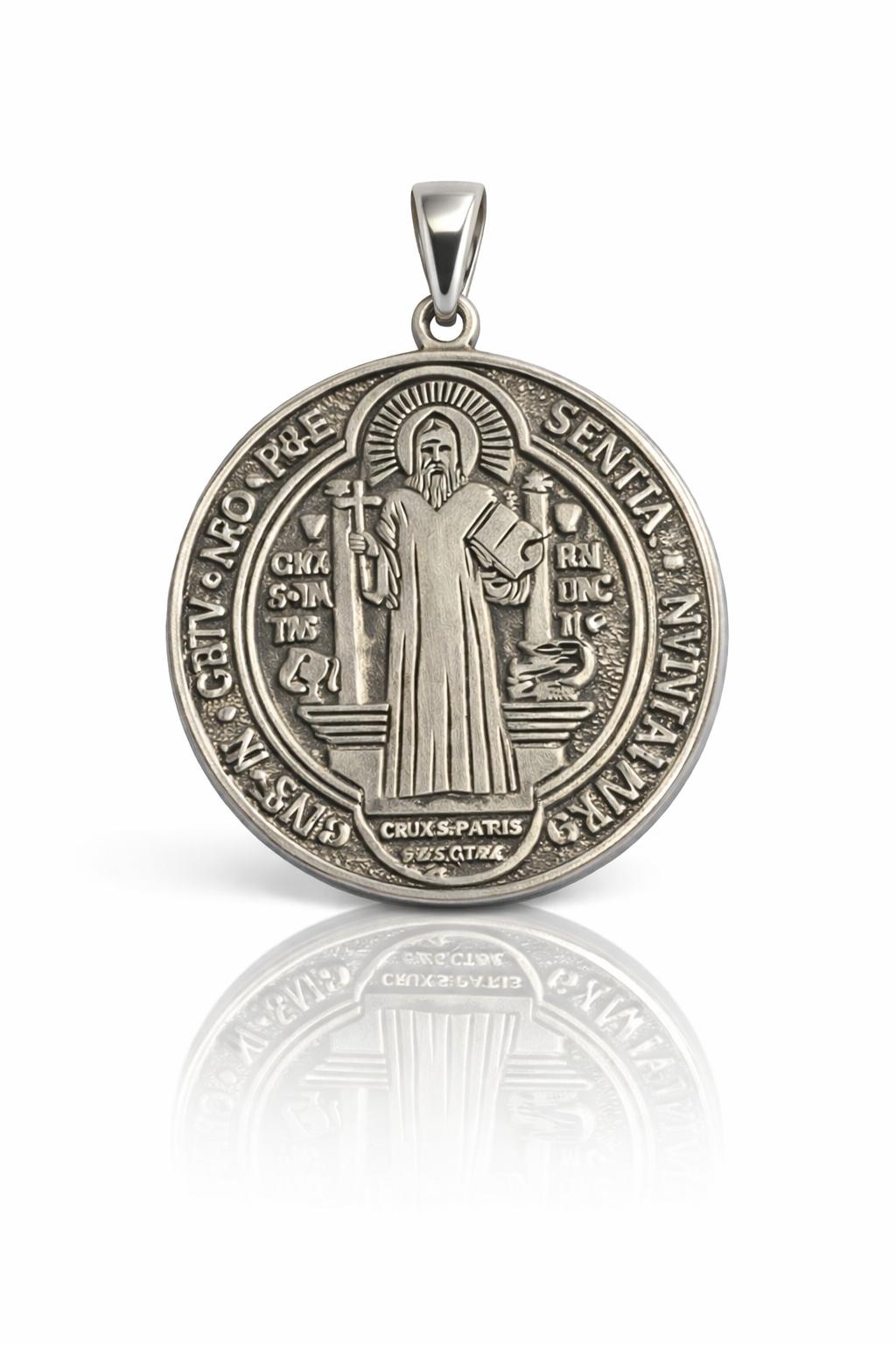 925 Sterling Silver - Saint Benedict Pendant