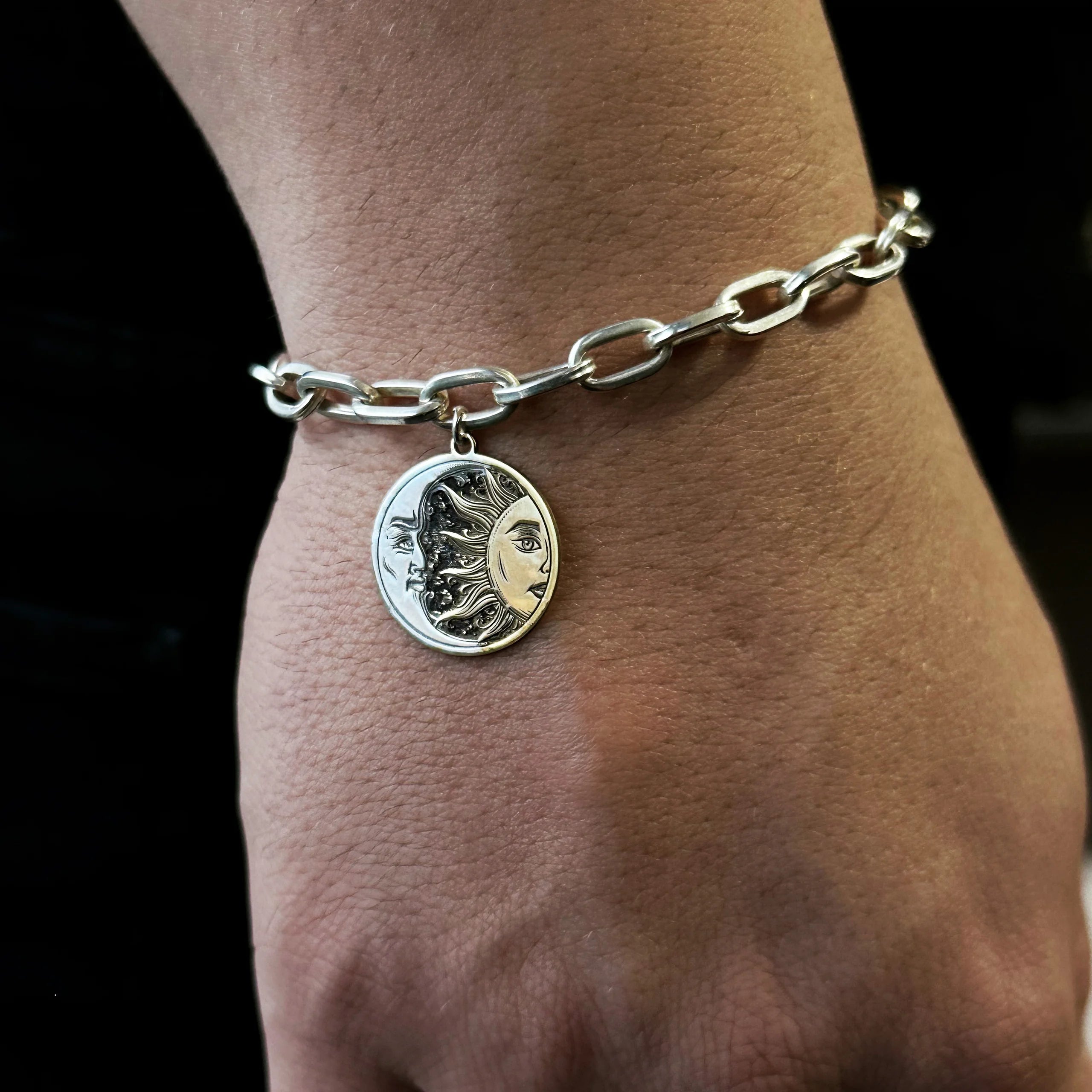 925 Ayar Gümüş - Unisex Sun And Moon Bileklik