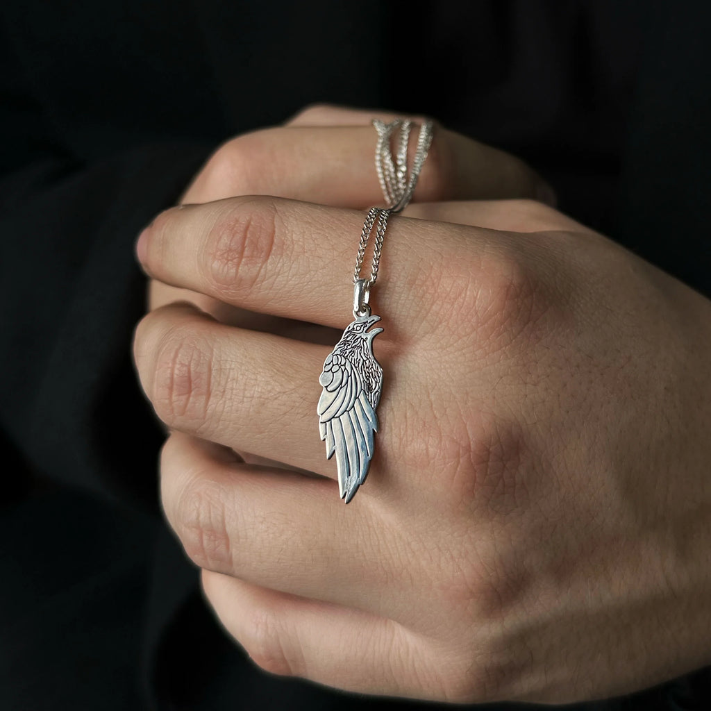 925 Sterling Silver - Crow Necklace
