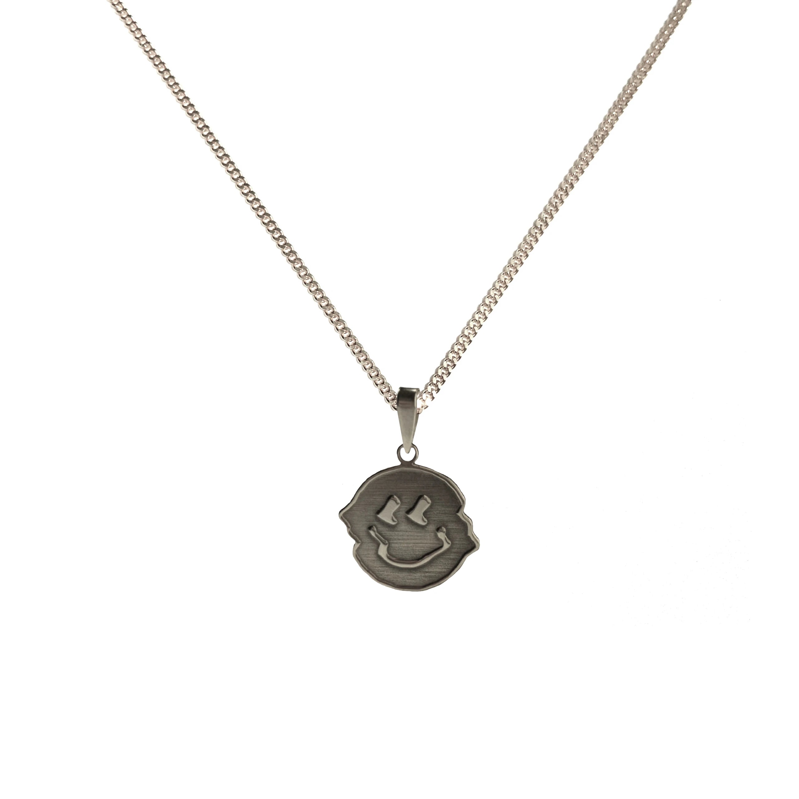 925 Sterling Silver - Inorganic Smiley Necklace