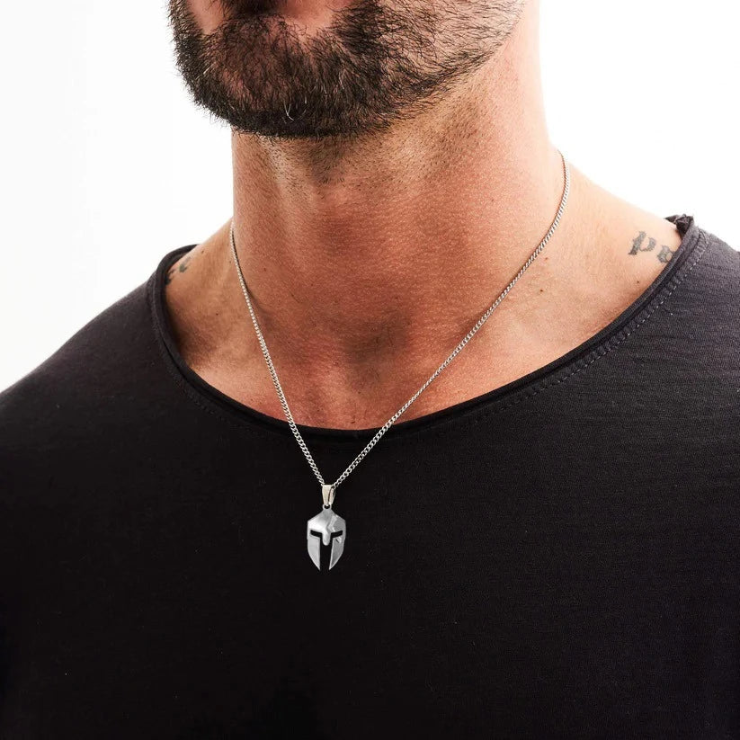 925 Sterling Silver - Spartan Helmet Necklace