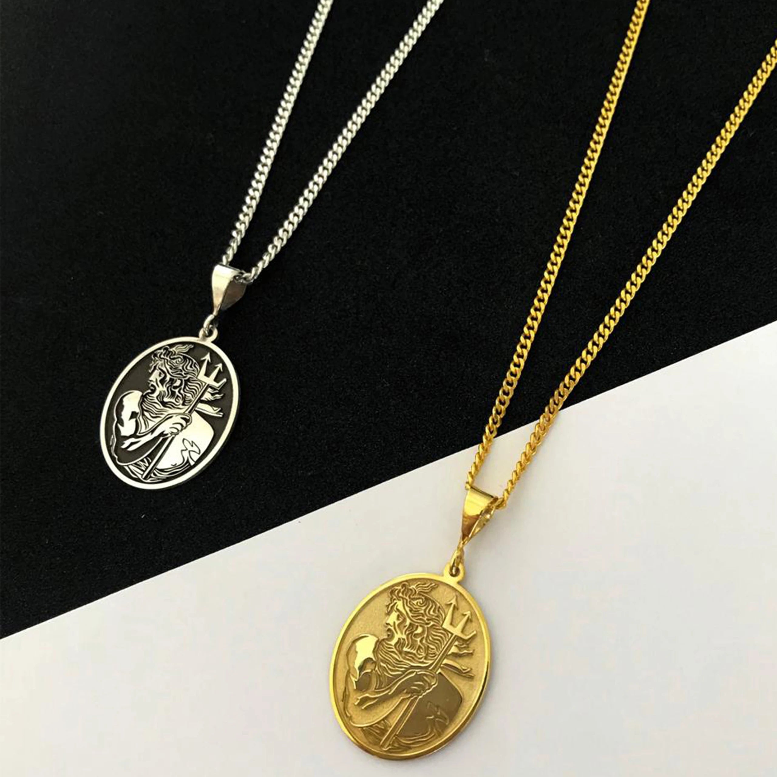 925 Sterling Silver - Poseidon Medallion Necklace