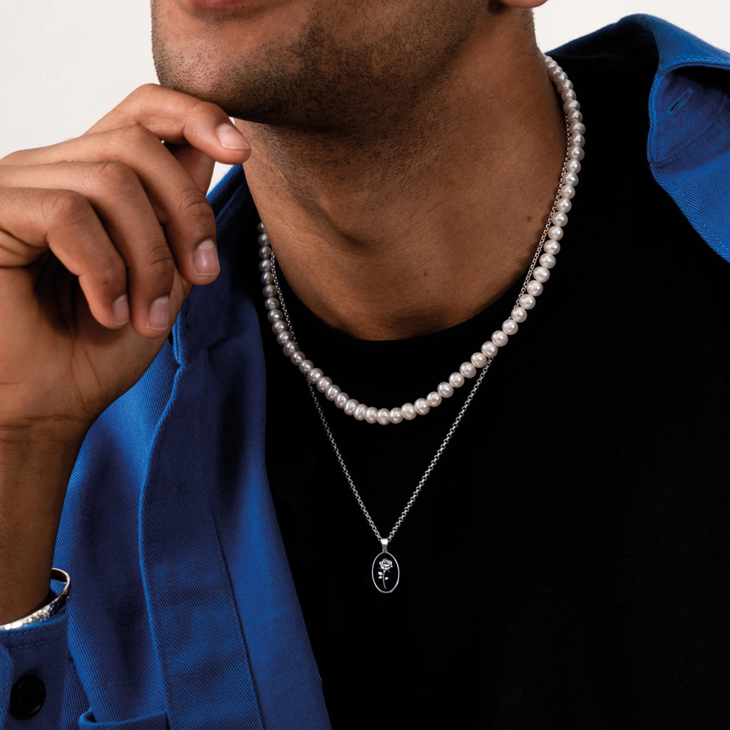 Men's White Freshwater Pearl Necklace