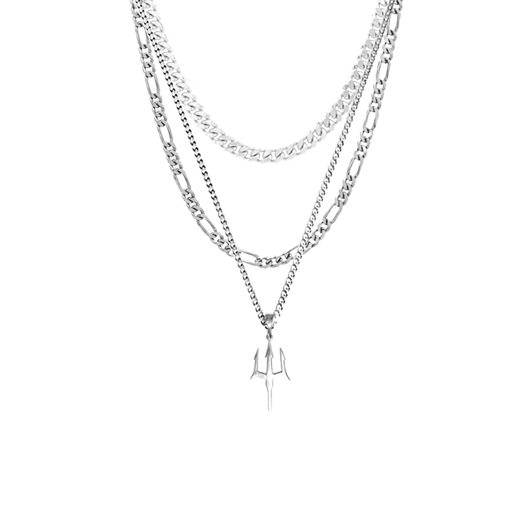 925 Sterling Silver - Triple Poseidon Set Necklace