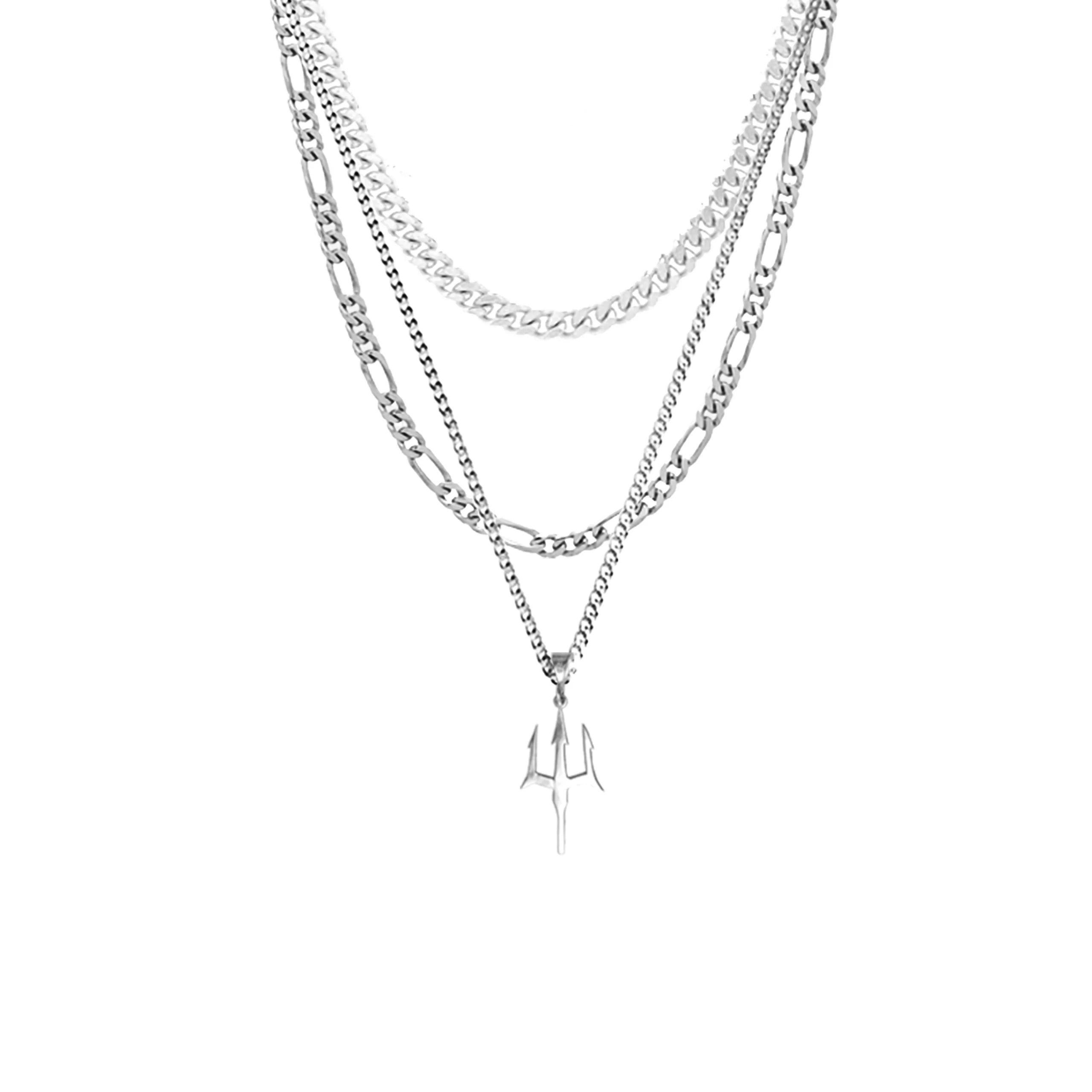 925 Sterling Silver - Triple Poseidon Set Necklace