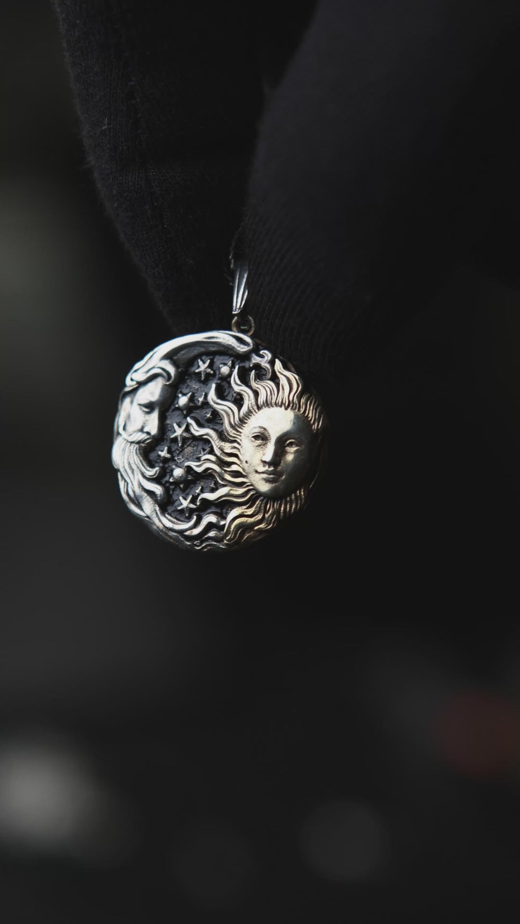 925 Ayar Gümüş - sun and moon madalyon