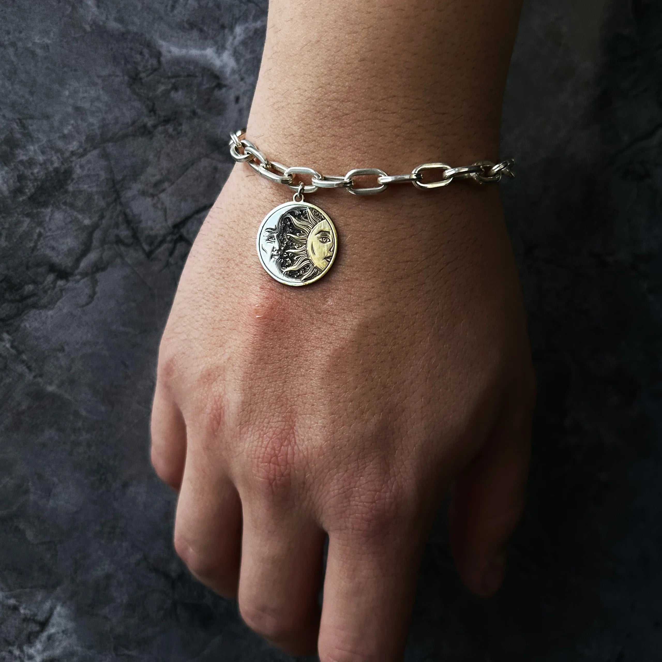 925 Ayar Gümüş - Unisex Sun And Moon Bileklik
